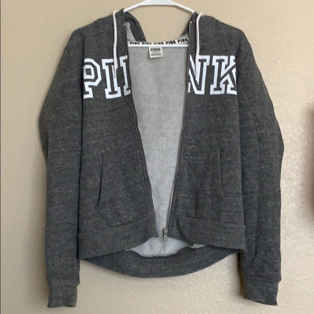PINK grey zip up hoodie